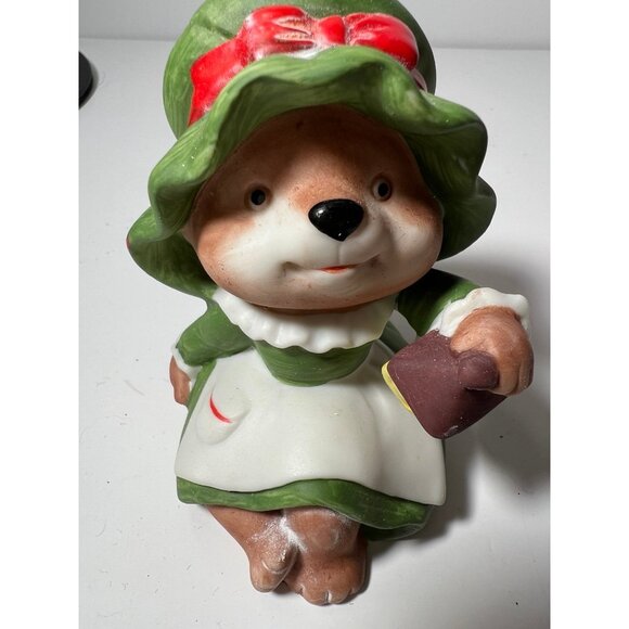 Vintage 1984 Homco Christmas Bear Family #5600 Porcelain Figurines 3 1/2" - Picture 7 of 9